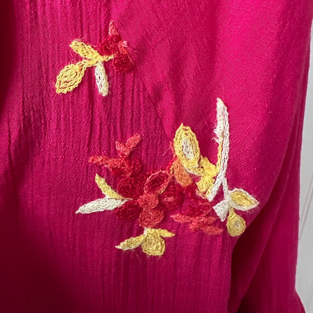 Fig and Flower Bright Pink embroidered floral midi dress EUC Church Easter - Picture 7 of 7